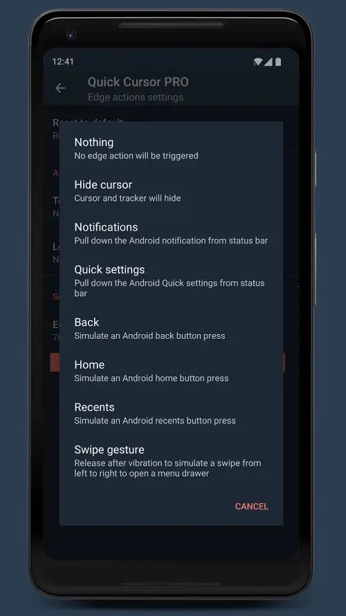 Quick Cursor: One-Handed mode