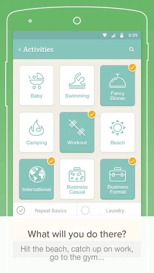 PackPoint travel packing list