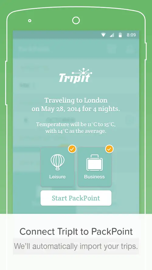 PackPoint travel packing list