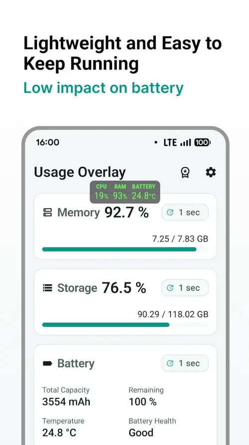 Overlay Monitor CPU/Battery screenshot 3
